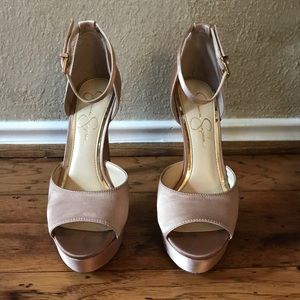 Jessica Simpson Blush Satin Heels